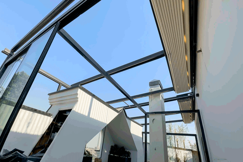 سقف متحرک پارچه ای سازه متحرک سایه سان